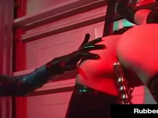 Busty Latex Dominatrix Rubberdoll Binds & Pleasures Her Slave daughter K-la!