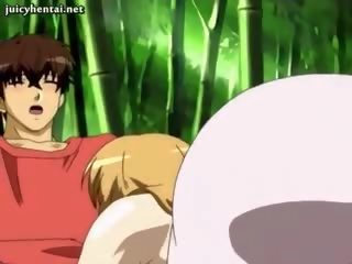 Busty Anime street girl Sucks In Forest