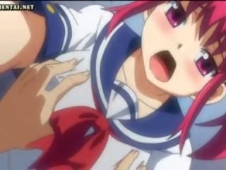 Anime redhead makakakuha ng pagtatalik na pambutas ng puwit dildo