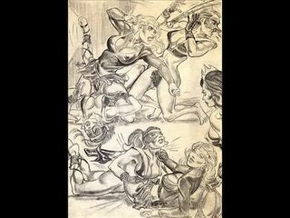 Amazons mendominasi campur gulat lesbian gulat seni komik