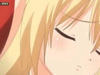 Blondinė anime hottie su didžiulis krūtys