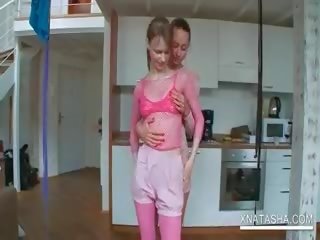 Lesbian porn Doll Natasha Shy Dancing With Her glorious GF