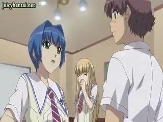 Teen Anime Gets Milky Boobs Rubbed