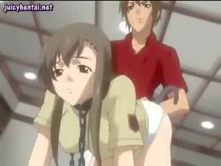 Anime stunner geniet een anaal dildo
