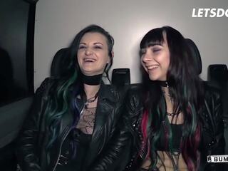 Goth Sluts Leah & Alissa Enjoy smashing Lesbian adult clip In The Van - LETSDOEIT
